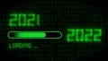 Year change 2022 - progress bar showing loading of the New Year in front of digital background - year digits in green color Royalty Free Stock Photo