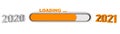 Year change 2021 - progress bar between year digits showing loading of the New Year - graphic elements in orange and grey Royalty Free Stock Photo