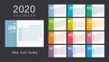 Colorful 2020 horizontal monthly calendar Royalty Free Stock Photo