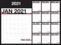Year 2021 desk calendar vector illustration