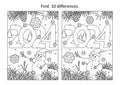 Year 2024 difference game and coloring page