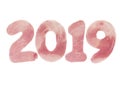 2019 year digits made of pork ham