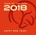 2018 year of the dog happy new year greeting card Royalty Free Stock Photo