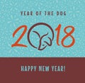 2018 year of the dog happy new year greeting card Royalty Free Stock Photo