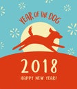 2018 year of the dog happy new year greeting card Royalty Free Stock Photo