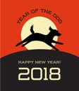 2018 year of the dog happy new year greeting card