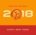 2018 year of the dog happy new year greeting card Royalty Free Stock Photo