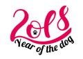 2018 Year of the dog. Typographic element for New Year's design. Vector illustration isolated on white background