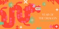 Year of the dragon 2024.Chinese New Year greeting banner template