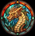 Year of dragon zodiac sign in stainedglass concept, ai generated