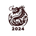 Year of the Dragon with a sleek black and white logo for 2024