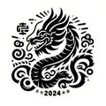 Year of the Dragon with a sleek black and white logo for 2024