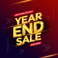 Year end sale, glossy gold text vector in 3d style Royalty Free Stock Photo