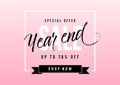 Year end sale poster or flyer design. End of year sale on pink background.