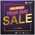 year end sale template free vector purple background for social media