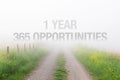 1 year equals 365 opportunities, inspirational quote for new years resolutions Royalty Free Stock Photo