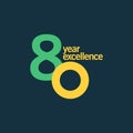 80 Year of Excellence Vector Template Design Illustration