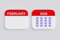 2026 Year February Month Calendar Icon. 3d Rendering Royalty Free Stock Photo