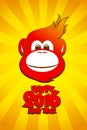 2016 year fiery monkey card, happy new year.