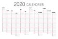 Year 2020 French black and red calendar Royalty Free Stock Photo