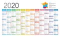 Year 2020 French calendar Royalty Free Stock Photo