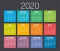 Year 2020 French calendar Royalty Free Stock Photo