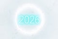 Year 2026 Glowing Neon Circle on Light Background Royalty Free Stock Photo