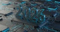 The year 2026 glows digitally on a microchip Royalty Free Stock Photo