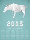 2015 year of the goat geometric origami calendar Royalty Free Stock Photo