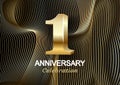 1 year golden anniversary logo celebration with