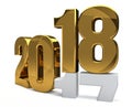 2018 year golden 3d render symbol