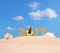 2017 year golden figures with seashells Royalty Free Stock Photo