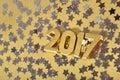 2017 year golden figures and silver stars Royalty Free Stock Photo