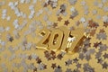 2017 year golden figures and silver stars Royalty Free Stock Photo