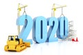 Year 2020 growth, building, improvement in business or in general concept in the year 2020 on a white background.