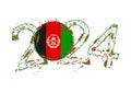 2024 Year in grunge style with flag of Afghanistan Royalty Free Stock Photo