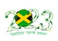 2023 Year in grunge style with flag of Jamaica