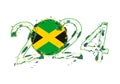 2024 Year in grunge style with flag of Jamaica