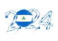2024 Year in grunge style with flag of Nicaragua