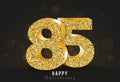 85 - year happy anniversary banner. 85th anniversary gold logo on dark background.