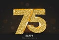 75 - year happy anniversary banner. 75th anniversary gold logo on dark background. Royalty Free Stock Photo
