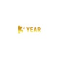 3 year, happy birthday gold logo on white background, corporate anniversary vector minimalistic sign, greeting card Royalty Free Stock Photo