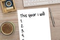 This year i will written note pad Royalty Free Stock Photo