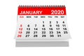 2020 Year January Calendar. 3d rendering Royalty Free Stock Photo