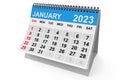 2023 Year January Calendar. 3d Rendering