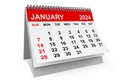 2024 Year January Calendar. 3d rendering