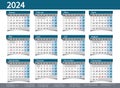 2024 calendar annual planner pocket business year vector