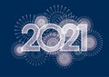 The Year 2021 Logo And Fireworks Celebrating The New Year.