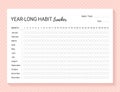 Year-long habit tracker template. Habit diary layout. Vector illustration Royalty Free Stock Photo