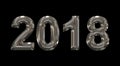 Year 2018 metal 3d numbers isolated on black Royalty Free Stock Photo